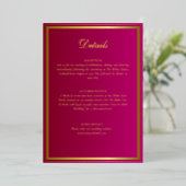 Carte de détails de mariage Luxe Rouge & Or (Debout devant)