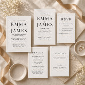 Carte de détails de mariage luxueuse moderne serif