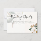Carte de détails de mariage magnolia à écriture mo (Devant)