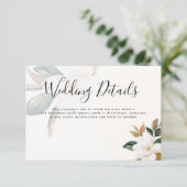 Carte de détails de mariage magnolia à écriture mo (Debout devant)