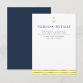 carte de détails de mariage maritime nautique mode (Devant / Derrière)