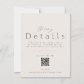 Carte de détails de mariage minimale avec code QR (Devant)