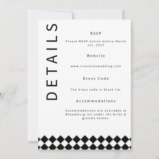 Carte de détails de mariage minimaliste (Devant)