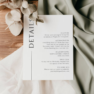 Carte de détails de mariage minimaliste moderne no
