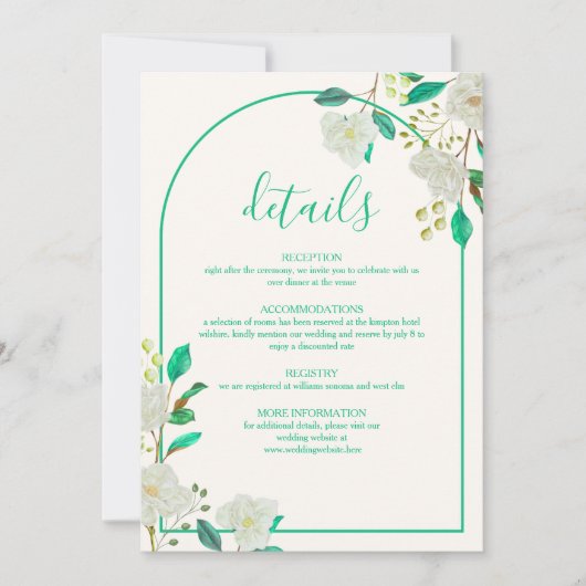 Carte de détails de mariage moderne Arch (Devant)