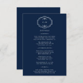 Carte de détails de mariage monocristal royal bleu (Devant / Derrière)