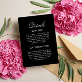 Carte de détails de mariage Noir & Blanc
