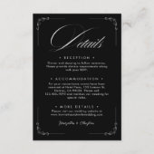Carte de détails de mariage noir 'Élégance Intempo (Devant)