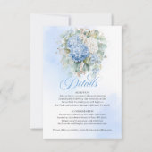 Carte de détails de mariage or hydrangea bleu élég (Devant)