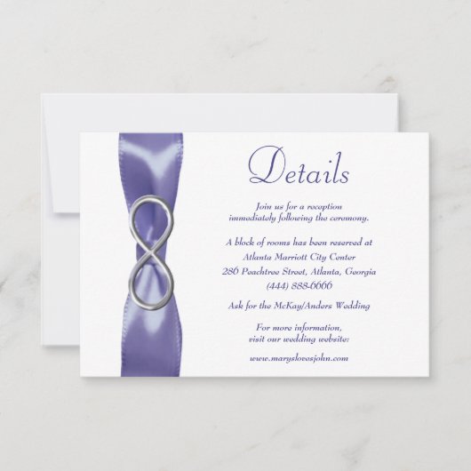 Carte de détails de mariage Purple Blue Silver Inf (Devant)