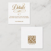 Carte de détails de mariage QR en calligraphie dor (Devant / Derrière)