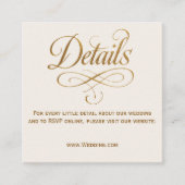 Carte de détails de mariage QR Or & Ivoire (Devant)