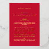 Carte de détails de mariage Red Gold (Recto)