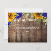 Carte de détails de mariage rustique aux tournesol (Dos)