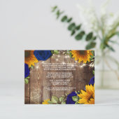 Carte de détails de mariage rustique aux tournesol (Debout devant)