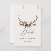 Carte de détails de mariage rustique en bois avec (Devant)