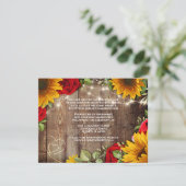 Carte de détails de mariage rustique tournesol & r (Debout devant)