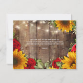 Carte de détails de mariage rustique tournesol & r (Dos)