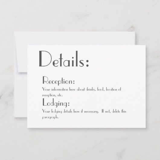 Carte de détails de mariage simple (Devant)