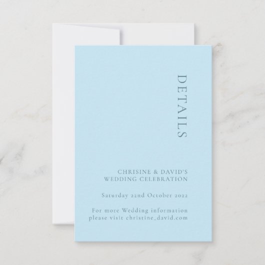 Carte de détails de mariage simple bleu doux (Devant)