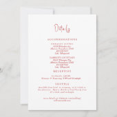 Carte de détails de mariage Simple Red Rose (Devant)
