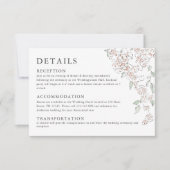 Carte de détails de mariage simple rose blush flor (Devant)