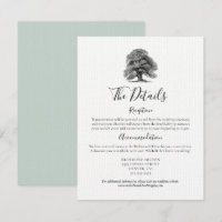 Carte de détails de mariage sous un chêne vintage