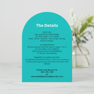 Carte de détails de mariage turquoise