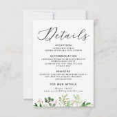 Carte de détails de mariage verdure (Devant)