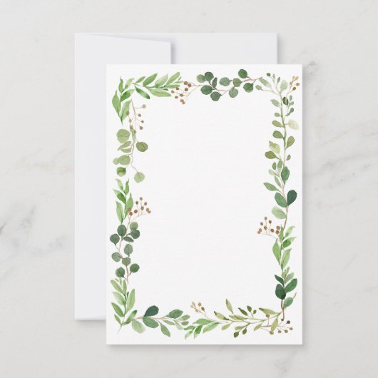 Carte de détails de mariage verdure (Dos)