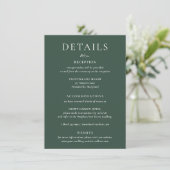 Carte de détails de mariage vert BRUNSWICK (Debout devant)