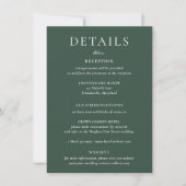 Carte de détails de mariage vert BRUNSWICK (Devant)