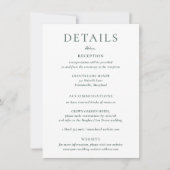 Carte de détails de mariage vert BRUNSWICK (Devant)