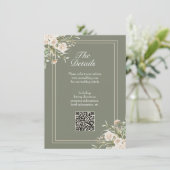 Carte de détails de mariage vert sauge – Code QR é (Debout devant)