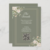 Carte de détails de mariage vert sauge – Code QR é (Devant / Derrière)