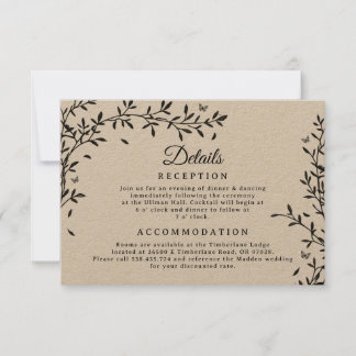 Carte de détails de mariage Woodland Charm 