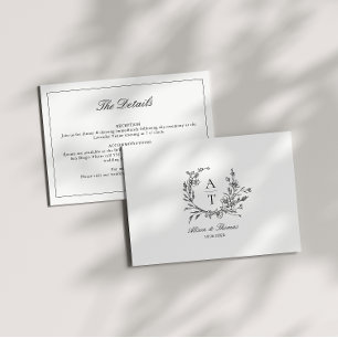 Carte de détails de monogramme de fleur sauvage no