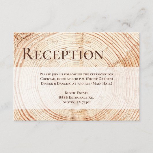 Carte de détails de réception de mariage en tranch (Devant)