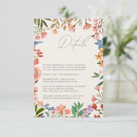 carte de détails de script Wildflower (Debout devant)