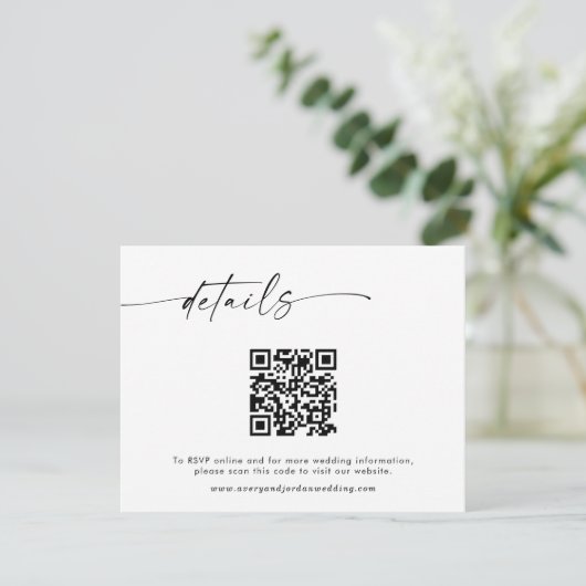 Carte de détails de site Web de mariage avec code (Debout devant)