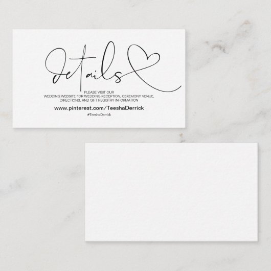 Carte de détails de site web Élégance Classique (Devant / Derrière)