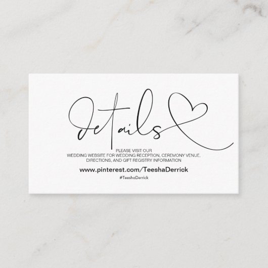 Carte de détails de site web Élégance Classique (Devant)