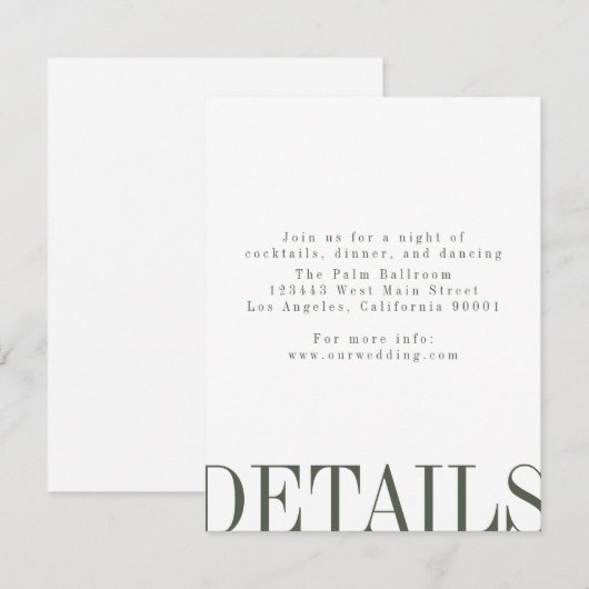 Carte de détails de style éditorial (Devant / Derrière)