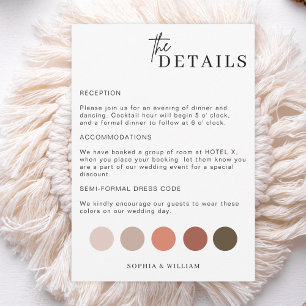 Carte de détails de tenue de mariage, détails de l