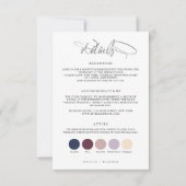 Carte de détails de tenue de mariage en calligraph (Devant)
