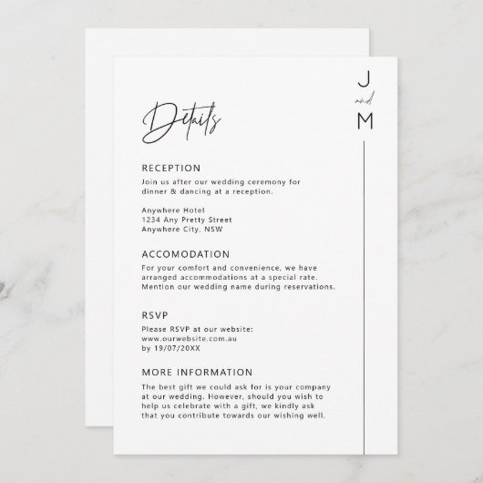 Carte de détails de typographie moderne et minimal (Devant / Derrière)