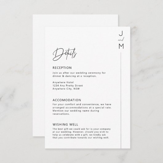 Carte de détails de typographie moderne et minimal (Devant / Derrière)