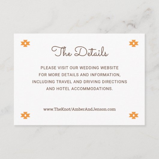 Carte de détails Desert Chic Sedona avec code QR (Devant)