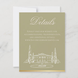 Carte de détails d'invitation de mariage au sage p