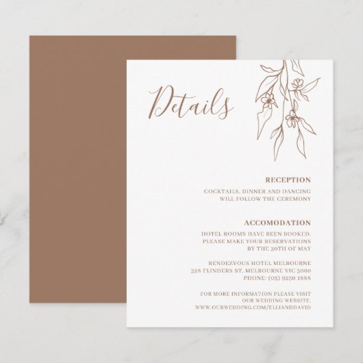 Carte de détails du Fleur sauvage linéaire bohème (Devant / Derrière)